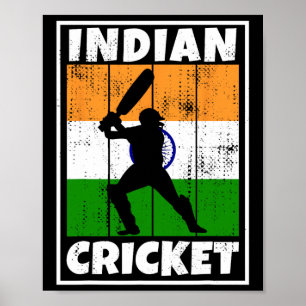 Affiche Drapeau de fan de cricket indien du drapeau de l'I