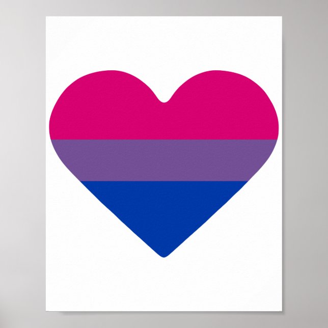Affiche Drapeau de fierté bisexuel cœur (Devant)
