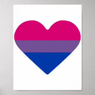 Affiche Drapeau de fierté bisexuel Cœur