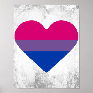 Affiche Drapeau de fierté bisexuel cœur