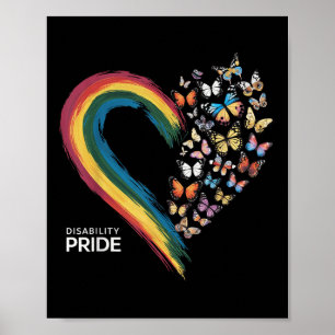 Affiche Drapeau de fierté de handicap rétro Mois de la fie