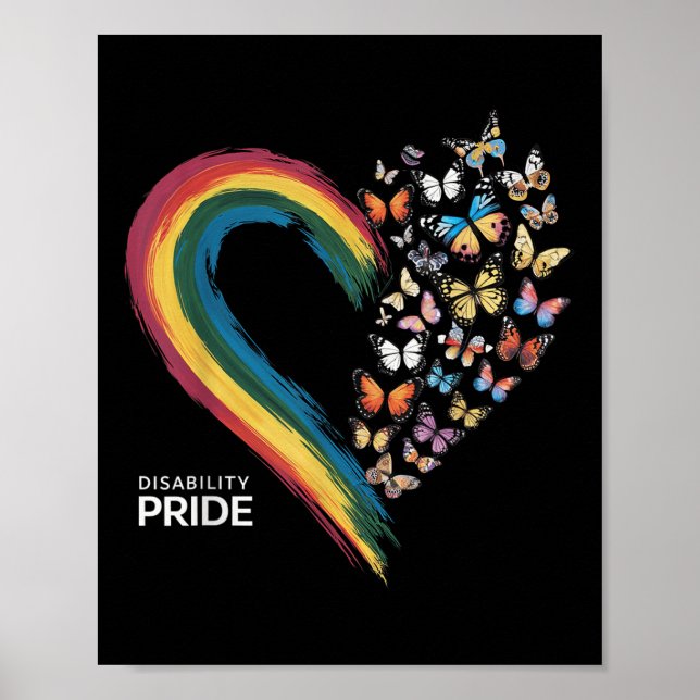 Affiche Drapeau de fierté de handicap rétro Mois de la fie (Devant)