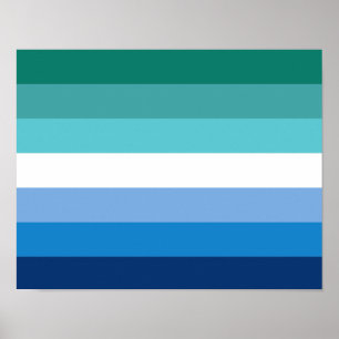 Affiche Drapeau de fierté gay masculin (Azur)