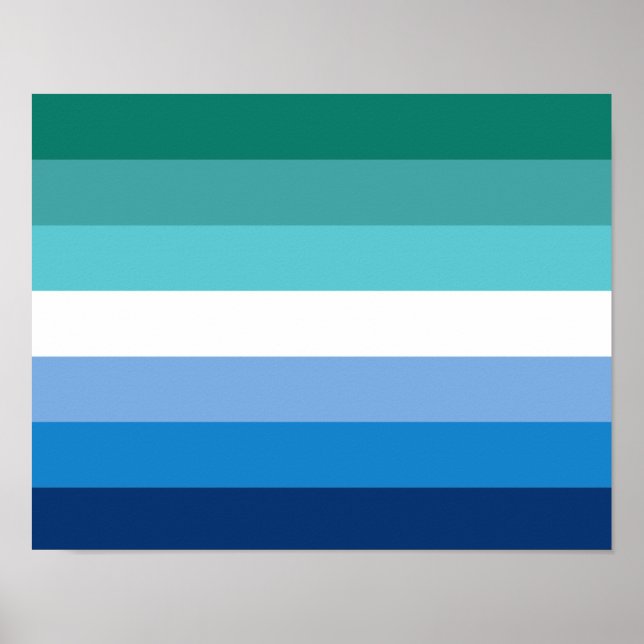 Affiche Drapeau de fierté gay masculin (Azur) (Devant)