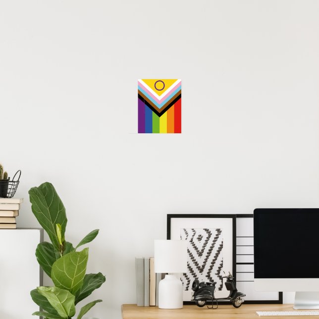Affiche Drapeau de fierté intersexe de SlipperyJoe's fond  (Bureau à domicile)
