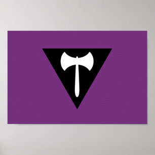 Affiche Drapeau de fierté lesbienne Hache violette