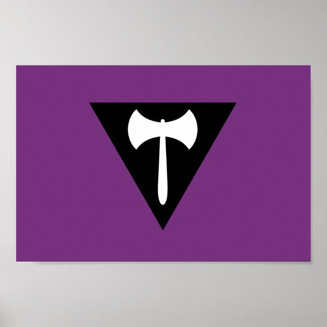 Affiche Drapeau de fierté lesbienne Hache violette (Devant)