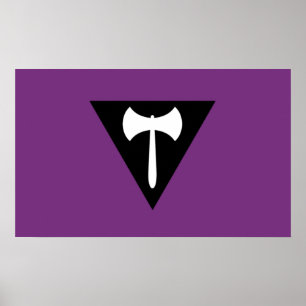 Affiche Drapeau de fierté lesbienne Hache violette
