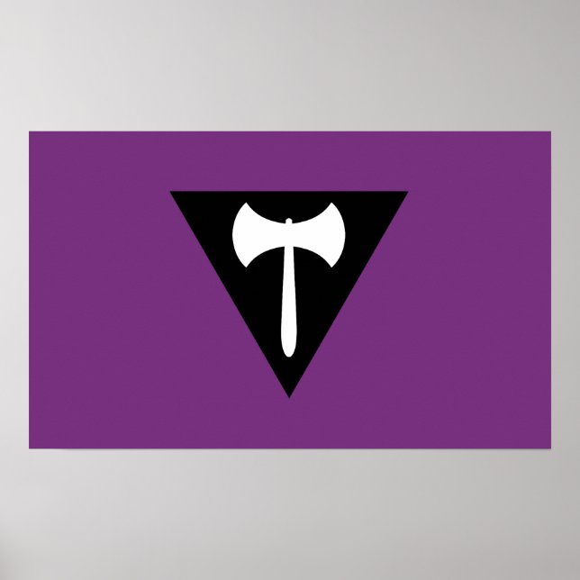 Affiche Drapeau de fierté lesbienne Hache violette (Devant)