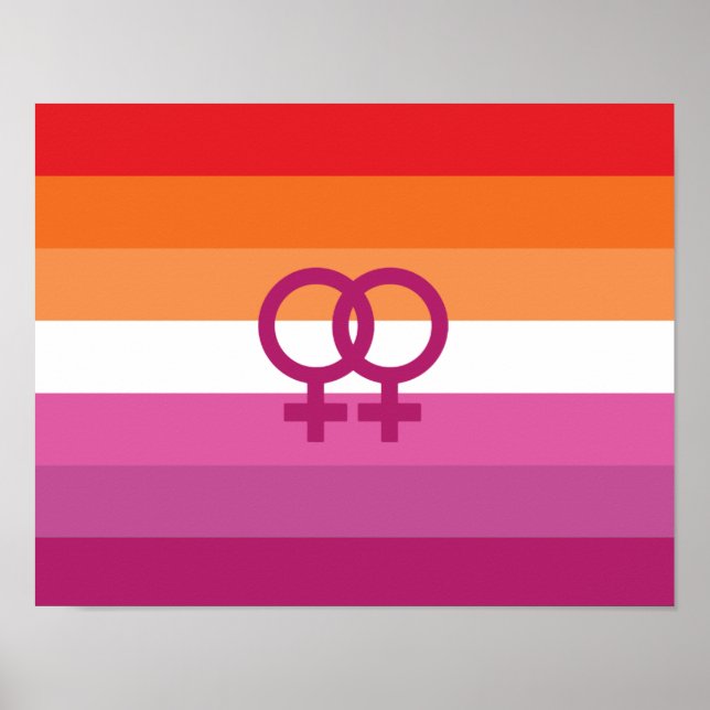 Affiche Drapeau de fierté lesbienne WLW (Coucher de soleil (Devant)