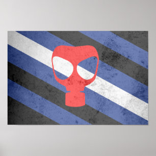 AFFICHE DRAPEAU DE FIERTE MASQUE A GAZ
