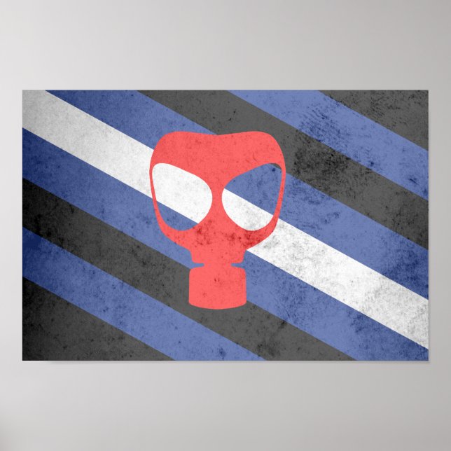 AFFICHE DRAPEAU DE FIERTE MASQUE A GAZ (Devant)
