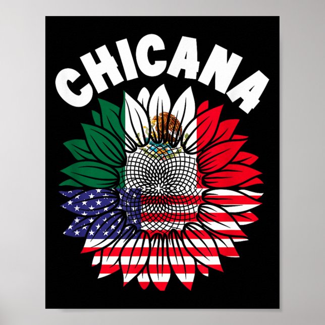 Affiche Drapeau de fierté mexicaine chicana racines du Mex (Devant)