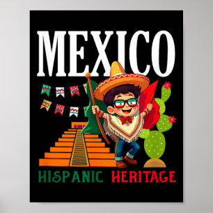 Affiche Drapeau de fierté mexicaine mexique racines patrim