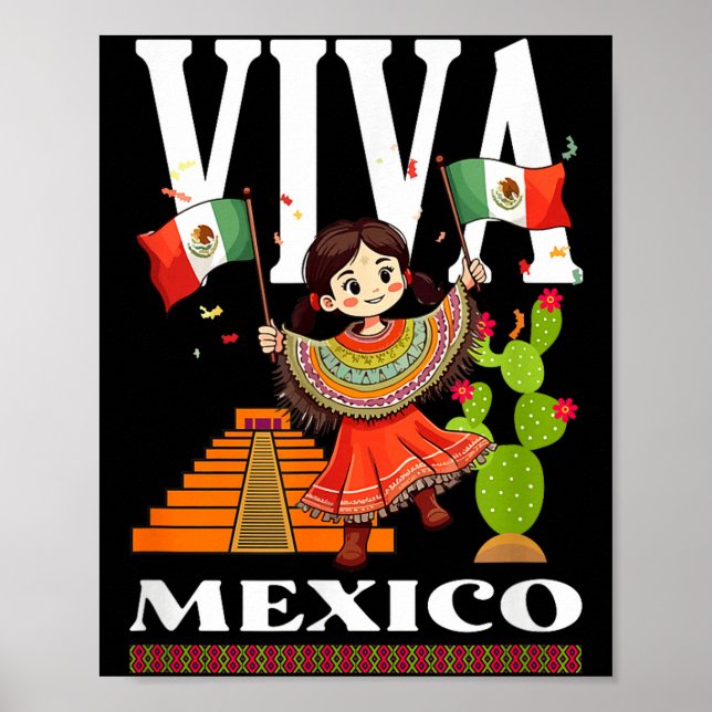 Affiche drapeau de fierté mexicaine mexique racines patrim (Devant)