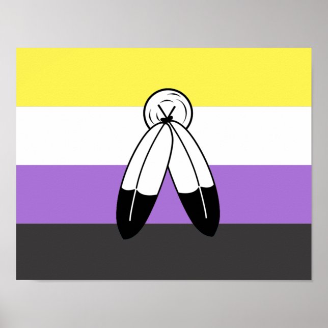 Affiche Drapeau de fierté non binaire à double esprit (Devant)