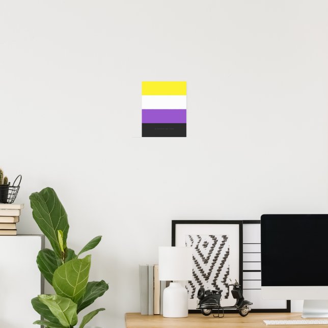 Affiche Drapeau de fierté non binaire de SlipperyJoe's jau (Bureau à domicile)