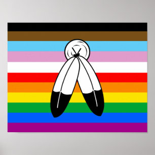 Affiche Drapeau de fierté progressiste LGBTQ+ Two-Spirit