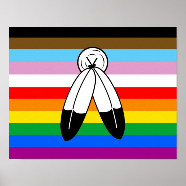 Affiche Drapeau de fierté progressiste LGBTQ+ Two-Spirit (Devant)