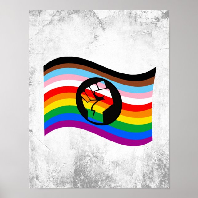 Affiche Drapeau de fierté QPOC agité (Devant)