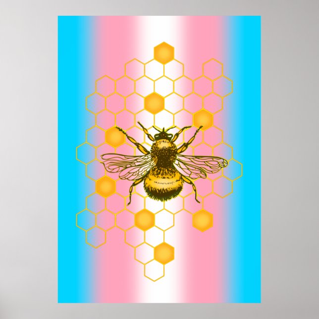 Affiche Drapeau de fierté transgenre, Bee-live, L'amour es (Devant)