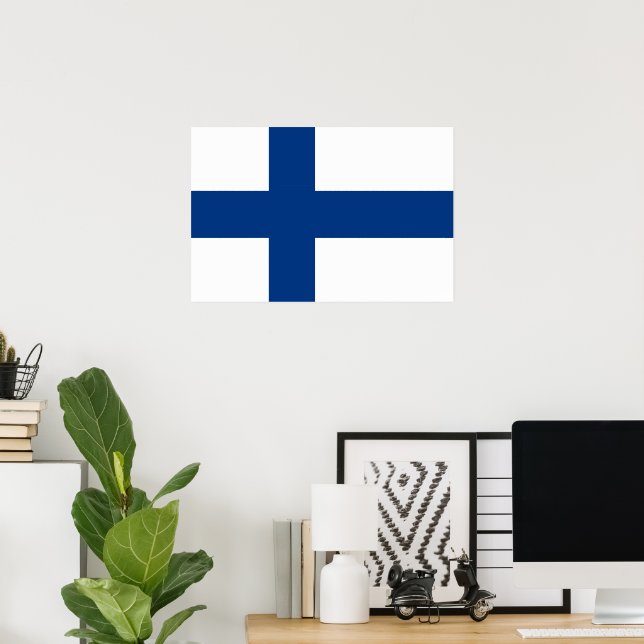 Affiche Drapeau de Finlande (Bureau à domicile)