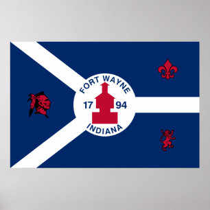 Affiche Drapeau de Fort Wayne, Indiana, États-Unis