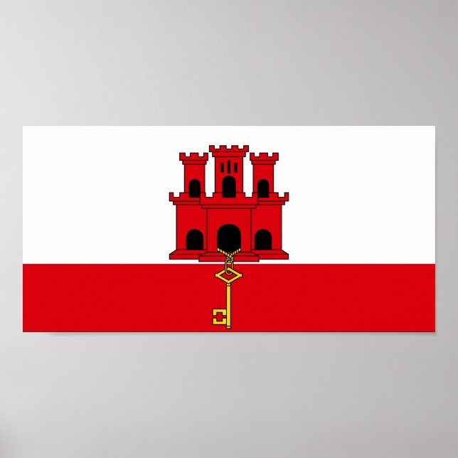 Affiche Drapeau de Gibraltar (Devant)