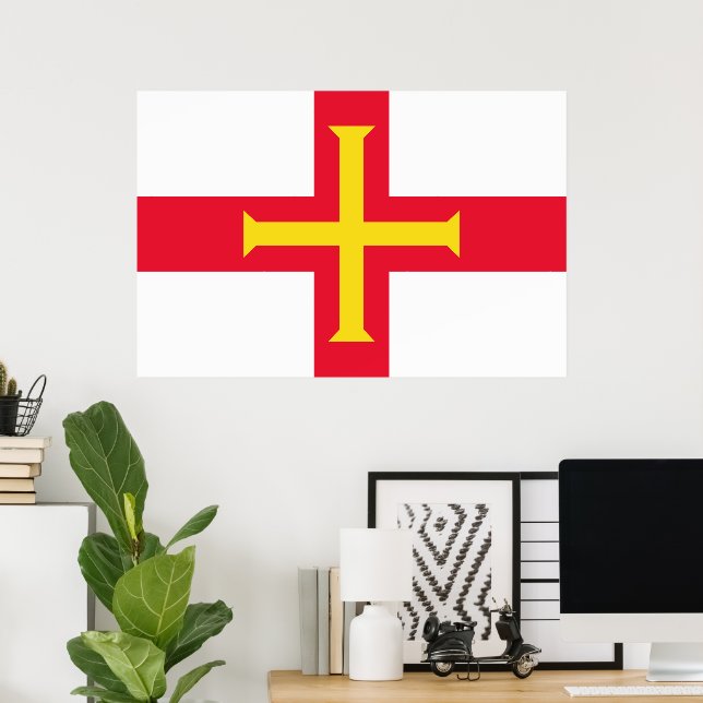 Affiche Drapeau de Guernesey (Bureau à domicile)