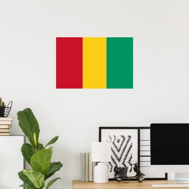 Affiche Drapeau de Guinée (Bureau à domicile)