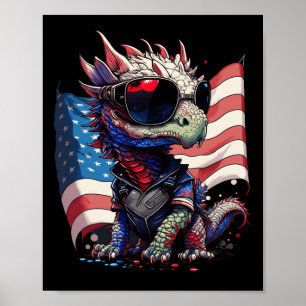 Affiche Drapeau de Juillet Patriotique Dragon Us