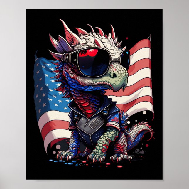 Affiche Drapeau de Juillet Patriotique Dragon Us (Devant)