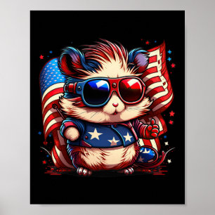 Affiche Drapeau De Juillet Patriotique Hamster Us
