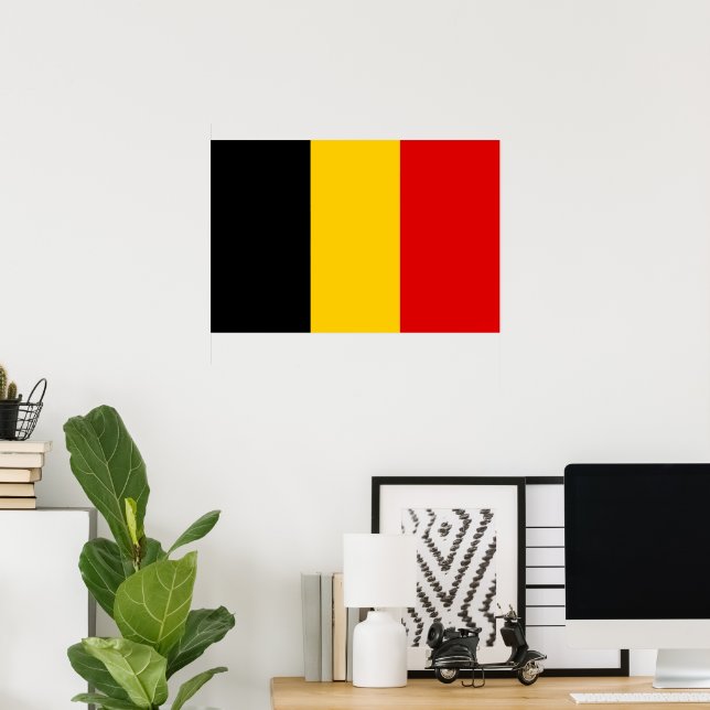 Affiche Drapeau de la Belgique (Bureau à domicile)