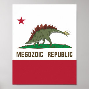 Affiche Drapeau de la Californie Stegosaurus