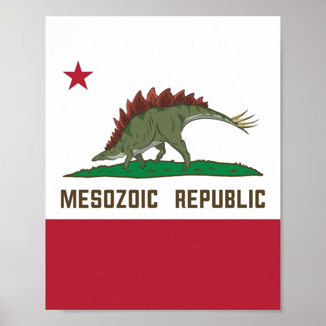 Affiche Drapeau de la Californie Stegosaurus (Devant)