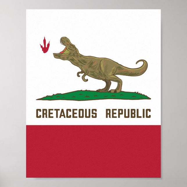Affiche Drapeau de la Californie T-rex Dinosaur (Devant)