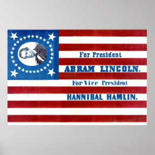 Affiche Drapeau de la campagne présidentielle Abraham Linc