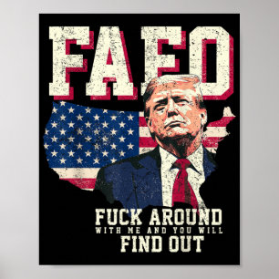 Affiche Drapeau de la carte américaine Fafo Trump Us