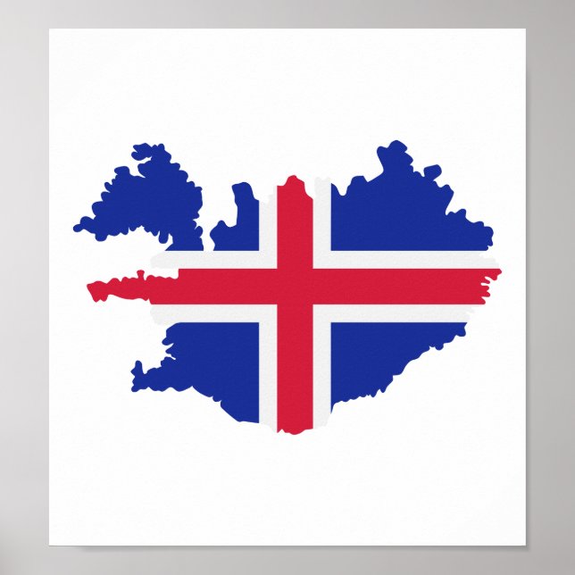 Affiche Drapeau de la carte Islande (Devant)