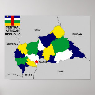 Affiche drapeau de la carte politique de la république d'a