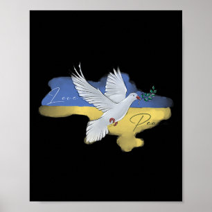 Affiche Drapeau de la colombe de la paix ukrainienne Coule
