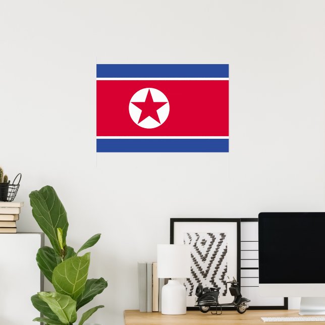 Affiche Drapeau de la Corée du Nord (Bureau à domicile)
