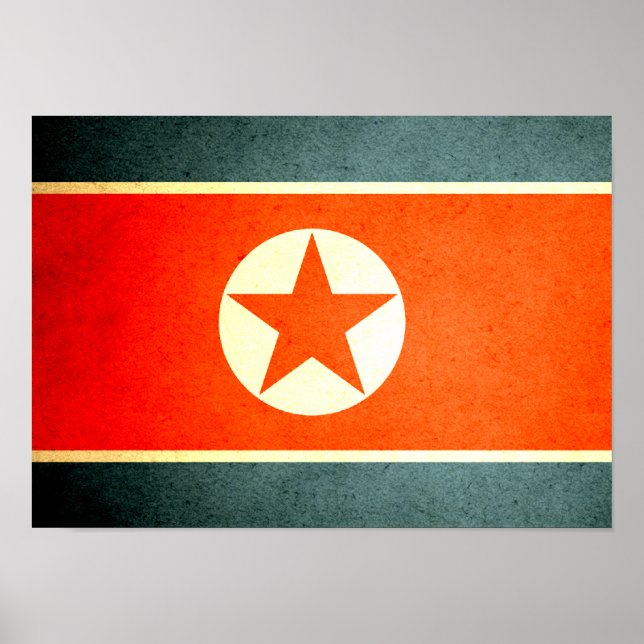 Affiche Drapeau de la Corée du Nord embrassé par Sun (Devant)