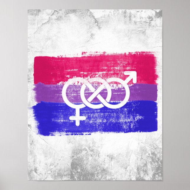 Affiche Drapeau de la fierté au symbole bisexuel peint (Devant)