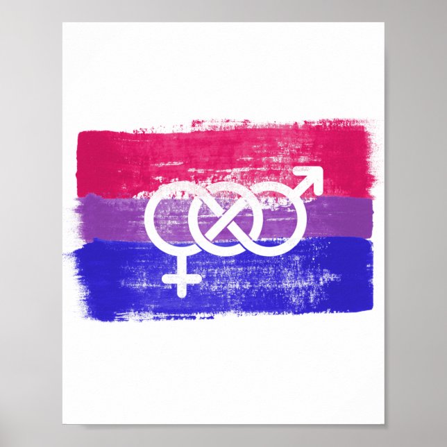 Affiche Drapeau de la fierté au symbole bisexuel peint (Devant)