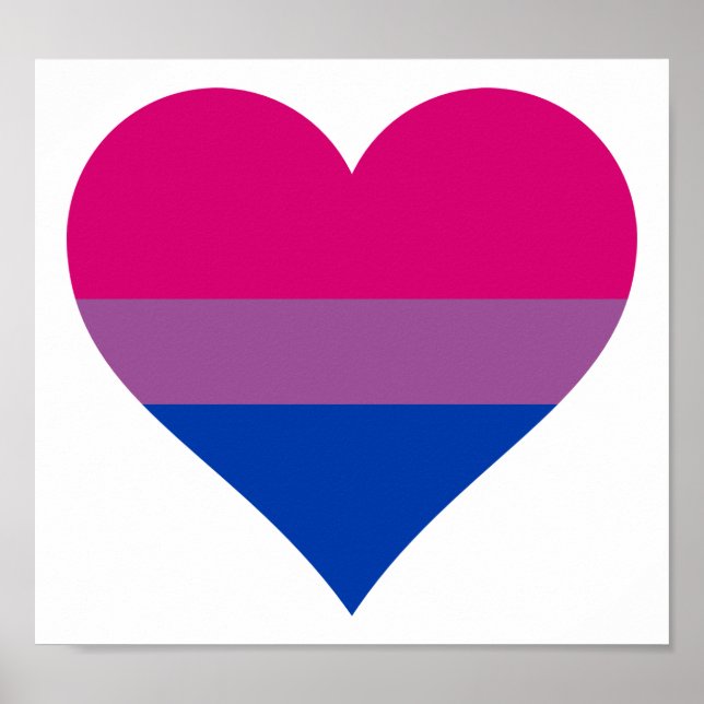 Affiche Drapeau de la fierté LGBTQ du coeur bisexuel (Devant)