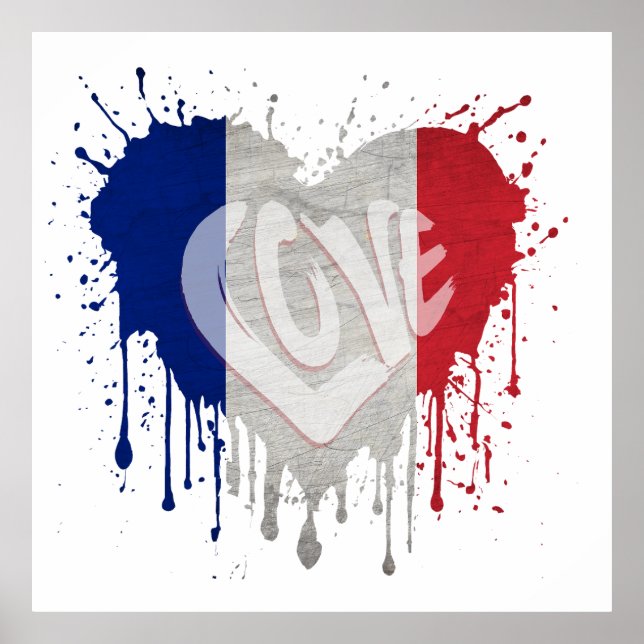 Affiche Drapeau de la France amour (Devant)