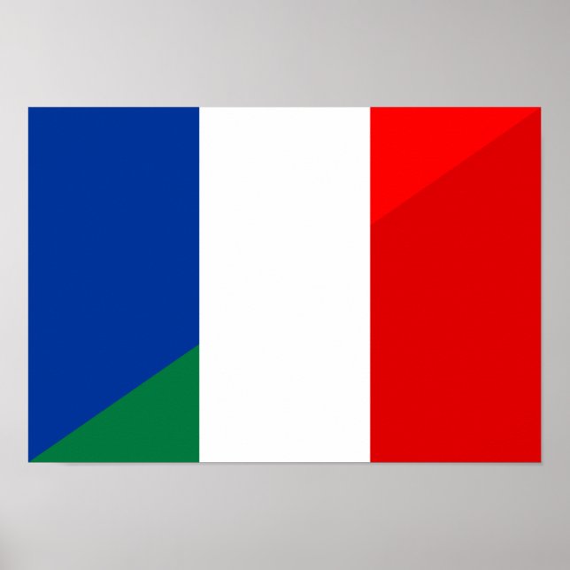 Affiche drapeau de la france italie à mi-symbole (Devant)