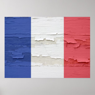 Affiche Drapeau de la France patiné